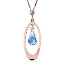 Blue Topaz Orb Briolette Pendant Necklace 0.7ct in 9ct Rose Gold