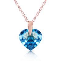 Blue Topaz Heart Pendant Necklace 1.15ct in 9ct Rose Gold