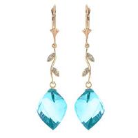 Blue Topaz and Diamond Drop Earrings 27.8ctw in 9ct Gold