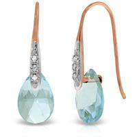 Blue Topaz and Diamond Drop Earrings 6.0ctw in 9ct Rose Gold