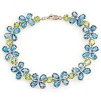 blue topaz and peridot blossom bracelet 207ctw in 9ct gold