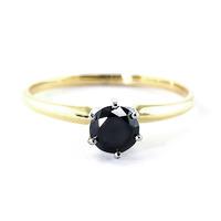 Black Diamond Crown Solitaire Ring in 9ct Gold