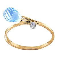 Blue Topaz and Diamond Droplet Ring 1.5ct in 9ct Gold