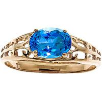 Blue Topaz Catalan Filigree Ring 1.15ct in 9ct Gold
