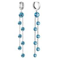 Blue Topaz Roman Drop Earrings 9.02ctw in 9ct White Gold