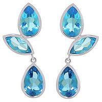 Blue Topaz Petal Drop Earrings 13.0ctw in 9ct White Gold