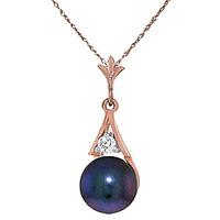 black pearl and diamond pendant necklace 20ct in 9ct rose gold