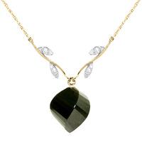 Black Spinel and Diamond Pendant Necklace 15.5ct in 9ct Gold