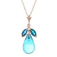 Blue Topaz Briolette Pendant Necklace 7.2ctw in 9ct Rose Gold