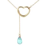 Blue Topaz Briolette Pendant Necklace 2.25ct in 9ct Gold