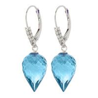 Blue Topaz and Diamond Drop Earrings 22.5ctw in 9ct White Gold