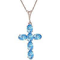 Blue Topaz Rio Cross Pendant Necklace 1.5ctw in 9ct Rose Gold