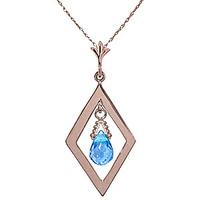 blue topaz kite briolette pendant necklace 07ct in 9ct rose gold