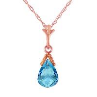 blue topaz droplet briolette pendant necklace 25ct in 9ct rose gold