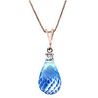Blue Topaz and Diamond Pendant Necklace 2.25ct in 9ct Rose Gold