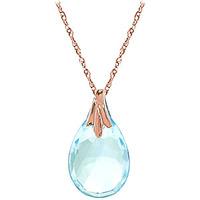 blue topaz dewdrop briolette pendant necklace 30ct in 9ct rose gold