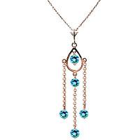 blue topaz faro pendant necklace 15ctw in 9ct rose gold