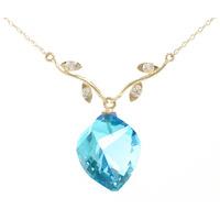 blue topaz and diamond pendant necklace 139ct in 9ct gold