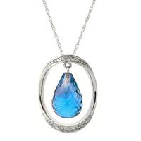 Blue Topaz and Diamond Pendant Necklace 11.5ct in 9ct White Gold