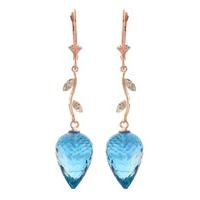 Blue Topaz and Diamond Drop Earrings 22.5ctw in 9ct Rose Gold