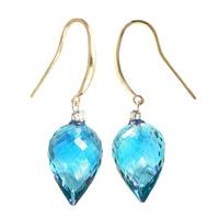 Blue Topaz and Diamond Drop Earrings 22.5ctw in 9ct Gold