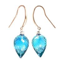 Blue Topaz and Diamond Drop Earrings 22.5ctw in 9ct Rose Gold