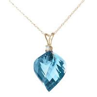 Blue Topaz and Diamond Pendant Necklace 13.9ct in 9ct Gold