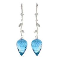 Blue Topaz and Diamond Drop Earrings 22.5ctw in 9ct White Gold