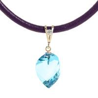 Blue Topaz and Diamond Pendant Necklace 13.9ct in 9ct Gold