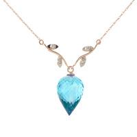 Blue Topaz and Diamond Pendant Necklace 11.25ct in 9ct Rose Gold