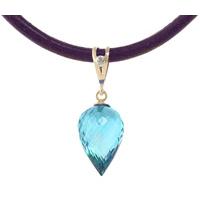 Blue Topaz and Diamond Leather Pendant Necklace 11.25ct in 9ct Gold