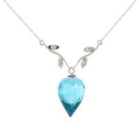 Blue Topaz and Diamond Pendant Necklace 11.25ct in 9ct White Gold