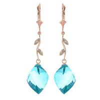 Blue Topaz and Diamond Drop Earrings 27.8ctw in 9ct Rose Gold