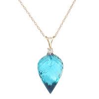 Blue Topaz and Diamond Pendant Necklace 11.25ct in 9ct Gold