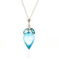 Blue Topaz Briolette Pendant Necklace 11.75ctw in 9ct White Gold