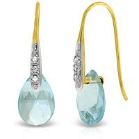 Blue Topaz and Diamond Drop Earrings 6.0ctw in 9ct Gold