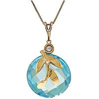 blue topaz and diamond olive leaf chequer pendant necklace 53ct in 9ct ...