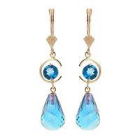 Blue Topaz Briolette Drop Earrings 11.0ctw in 9ct Gold