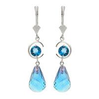 Blue Topaz Briolette Drop Earrings 11.0ctw in 9ct White Gold