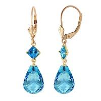 Blue Topaz Briolette Drop Earrings 11.0ctw in 9ct Gold