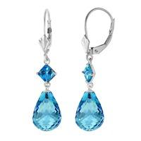 blue topaz briolette drop earrings 110ctw in 9ct white gold