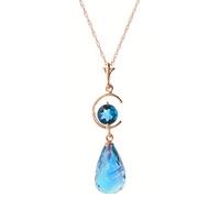 blue topaz briolette pendant necklace 55ctw in 9ct rose gold