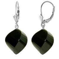 Black Spinel Briolette Drop Earrings 31.0ctw in 9ct White Gold