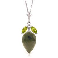 Black Spinel and Peridot Pendant Necklace 12.75ctw in 9ct White Gold
