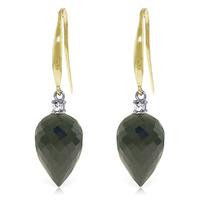 Black Spinel and Diamond Drop Earrings 24.5ctw in 9ct Gold