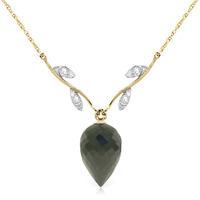 black spinel and diamond pendant necklace 1225ct in 9ct gold