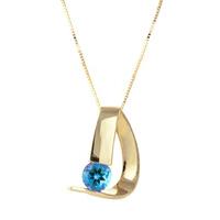 Blue Topaz Arc Pendant Necklace 1.0ct in 9ct Gold