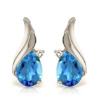 Blue Topaz and Diamond Stud Earrings 5.0ctw in 9ct White Gold