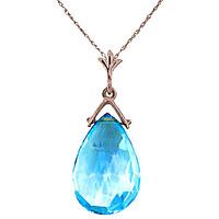 Blue Topaz Droplet Briolette Pendant Necklace 5.1ct in 9ct Rose Gold