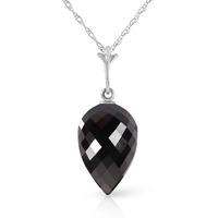 Black Spinel Briolette Pendant Necklace 12.25ct in 9ct White Gold